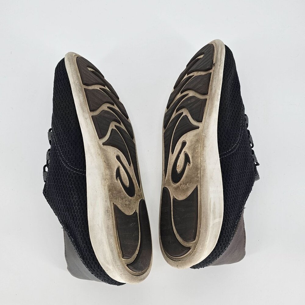 Olukai Mens Alapa Li Shoes 10.5 Black Woven Leather Accents Casual 10395-406C - Picture 5 of 9